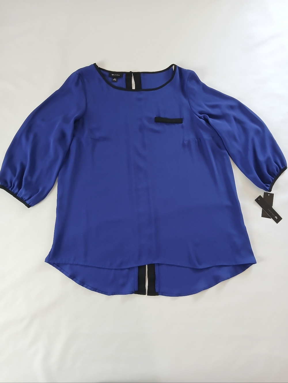 NWT New AB Studio Colorblock 3/4 Sleeve Flowt Hi-low Top Blouse